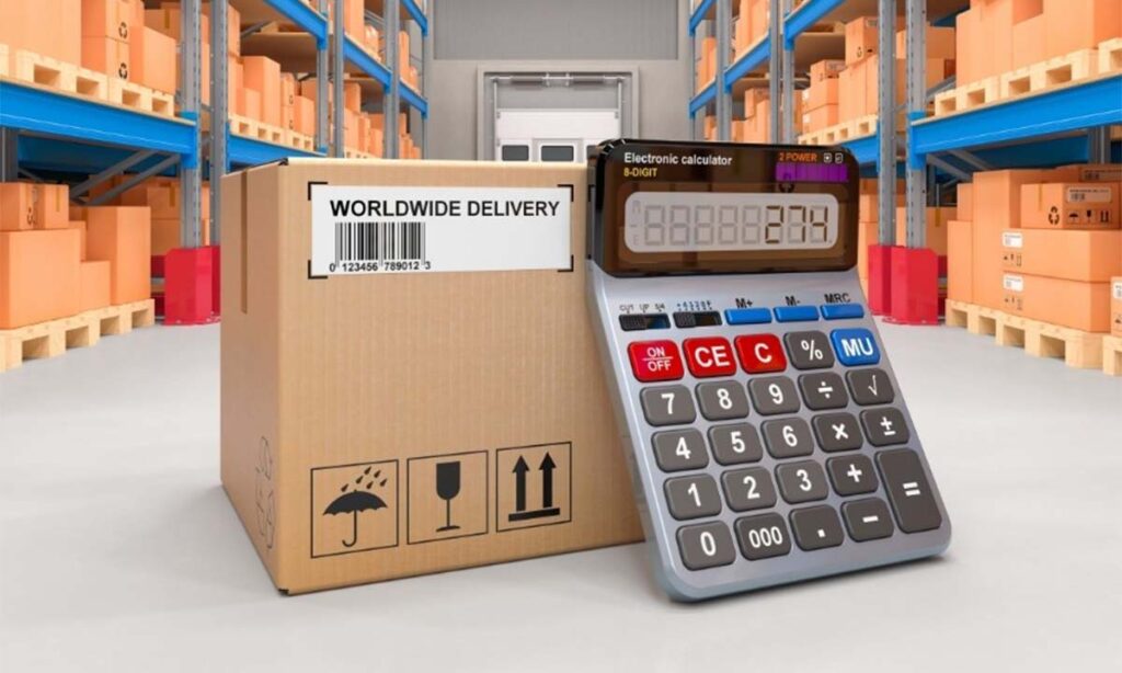 calculator with a removals box in a storage facility