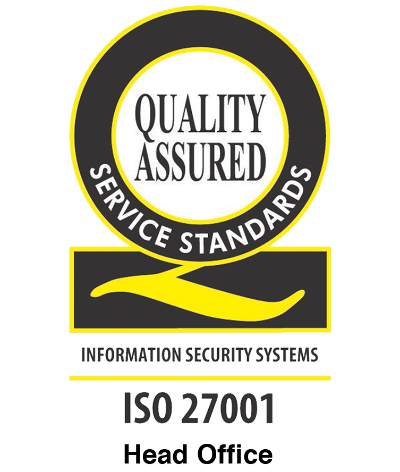quality assured service standards information security systems iso 27001 head office logo
