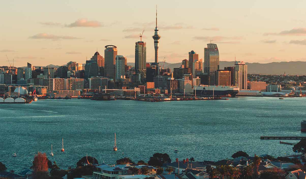 auckland skyline in new zealand