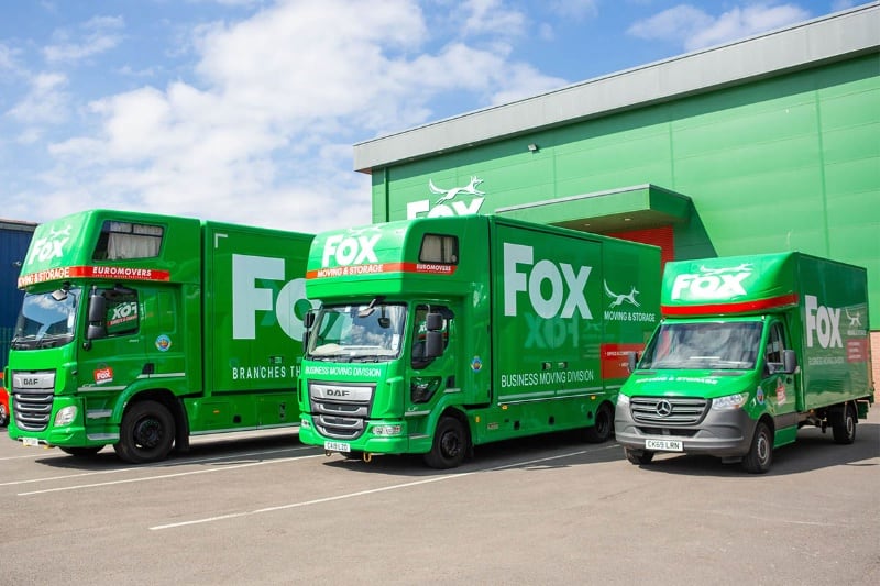 fox moving and storage vans outside of a branch