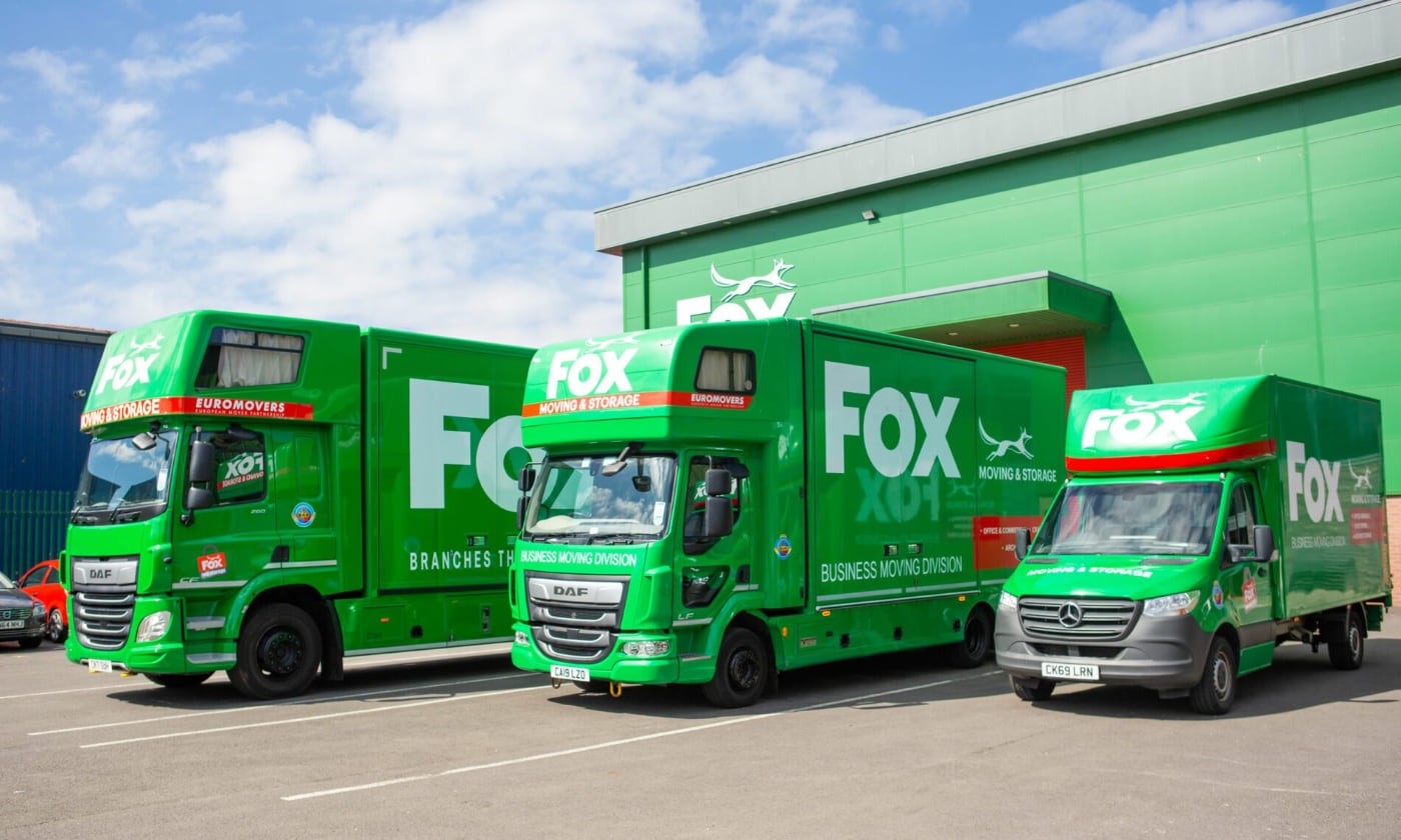 fox moving and storage vans outside head office in cwmbran